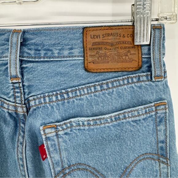 Levi's Wedgie Straight Distressed Ankle Jeans Size 24x26 Classic Festival Boho - Picture 9 of 12
